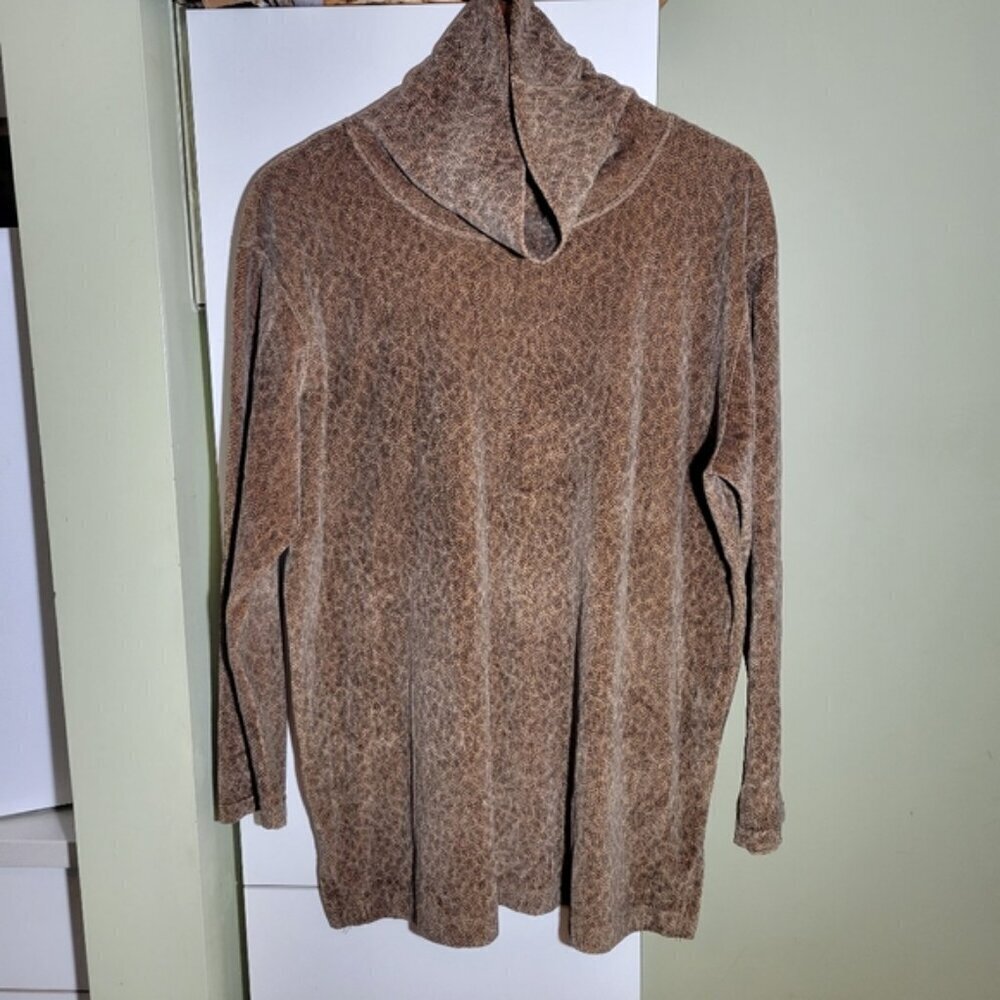 ❤️ 3 For $35 vintage Jones New York cheetah leopard print velour turtleneck M